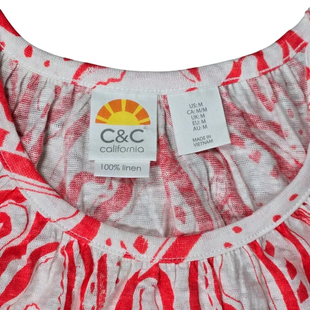 C&C California Linen Red Abstract Print Halter Neck Tank Top‎ Women's Medium - Picture 3 of 6
